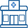 Hospital building icon with medical cross symbol - SAAOL Delhi